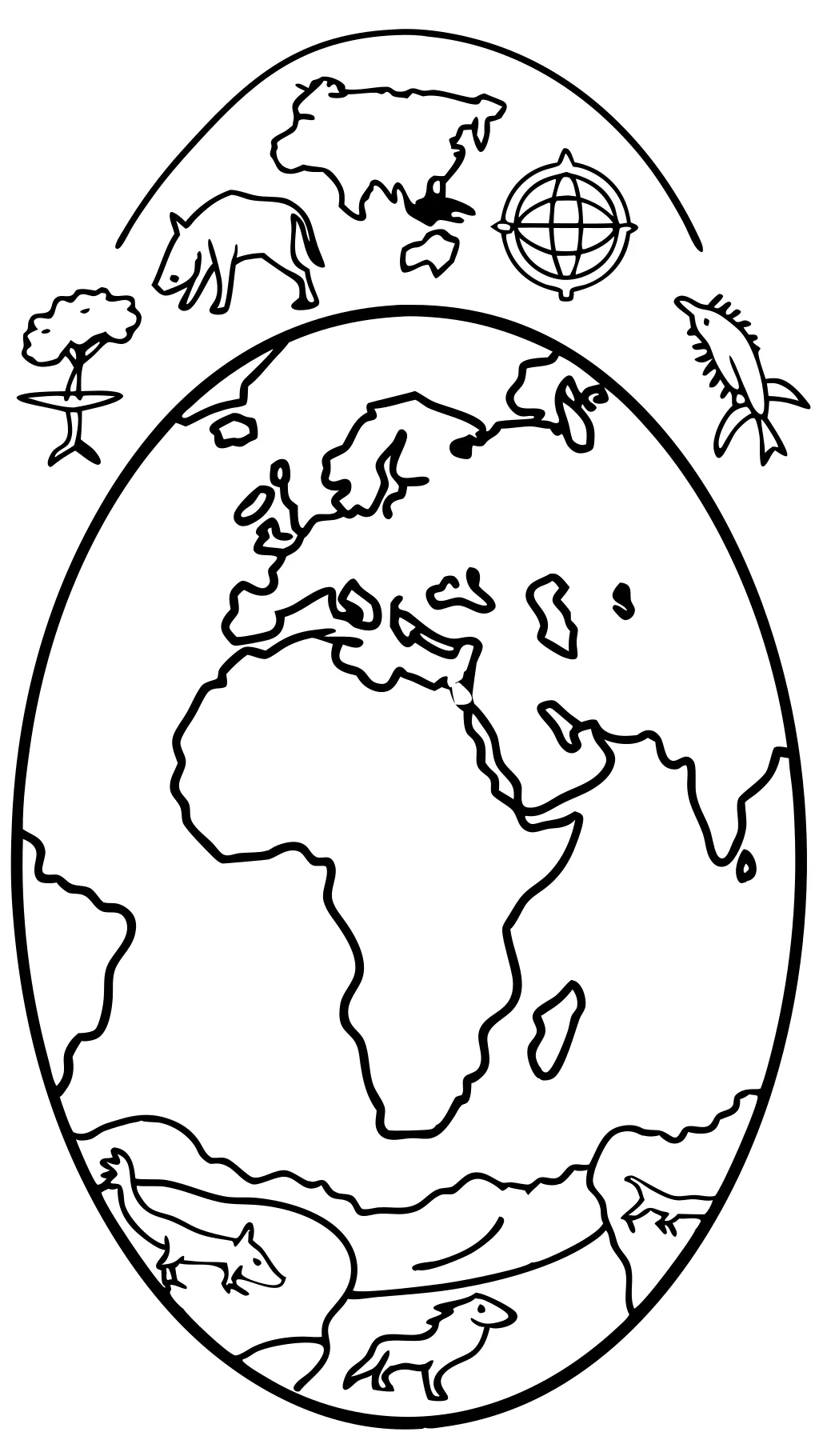 Continentes y páginas para colorear de mapa Los siete continentes dibujan